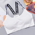 Women's Seamless Sports Crop Top Wide Letter Straps Wireless Back Comfortable Yoga Fitness Workout Activewear