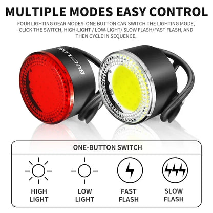 BUCKLOS Bicycle COB Light Set USB Charging High Visibility Taillight 500lm MTB Road Bike Light Lamp Cycling Accessories