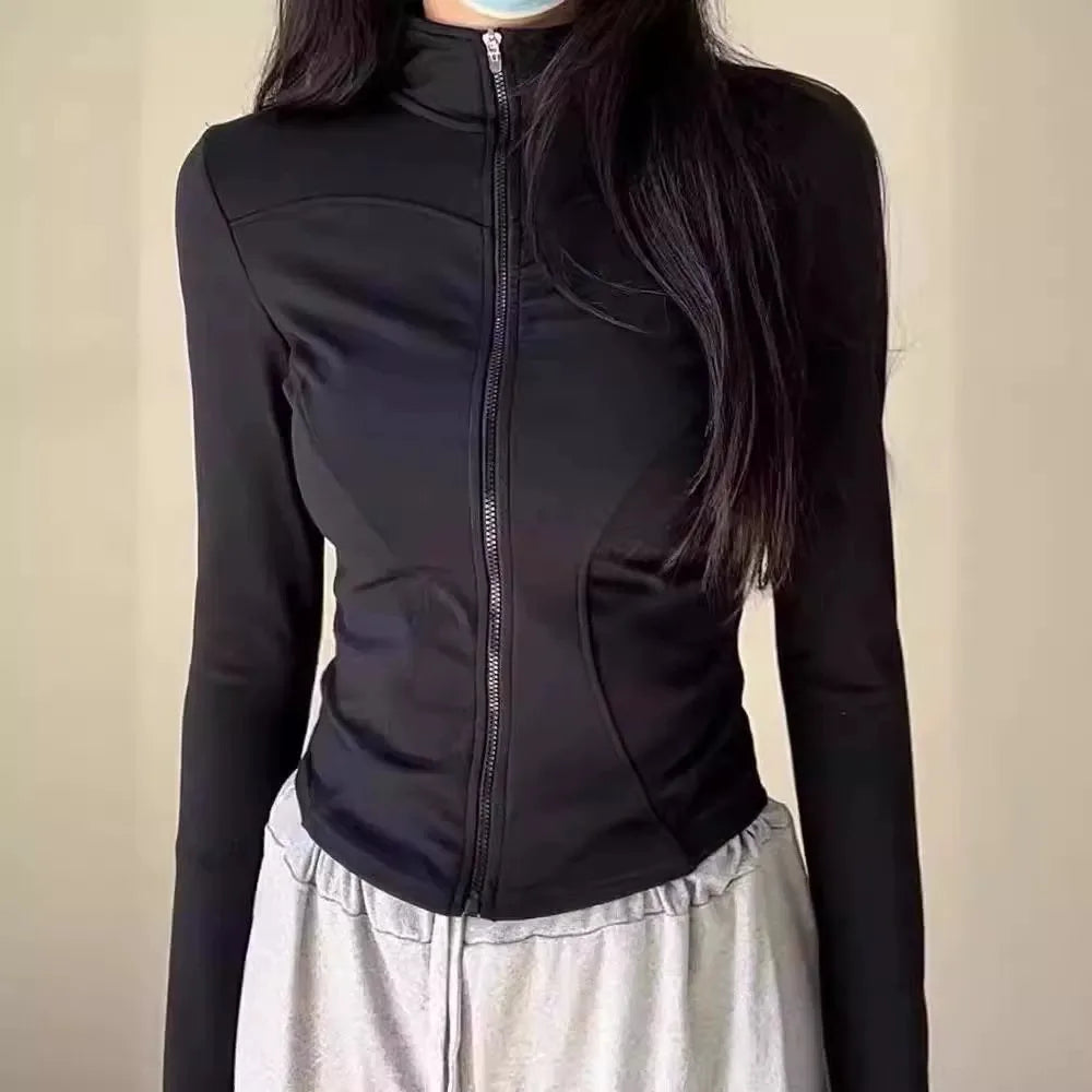 Women's Summer Slim Fit Stand Collar Sun Protection Jacket UV Resistant Lightweight for Yoga Outdoor Activities Korean Style