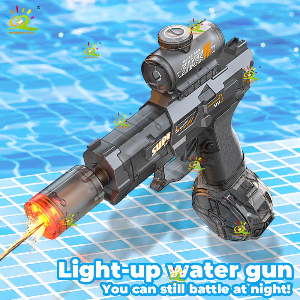 HUIQIBAO Flashlight-Equipped Electric Toy Water Gun Children's Toy with Continuous Water Blast High-Pressure Powerful Long-Range