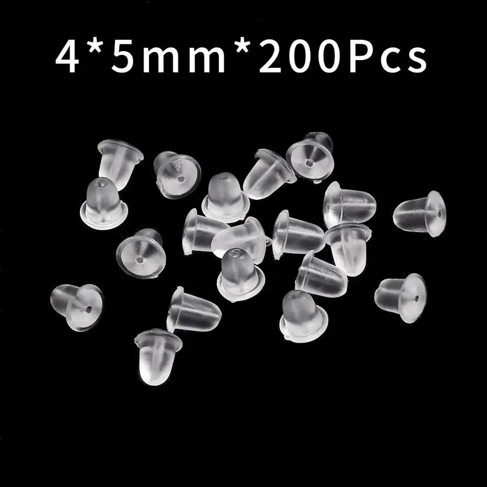 200pcs/lot Rubber Earring Back Silicone Round Ear Plug Blocked Caps Earrings Back Stoppers For DIY Earring Parts Jewelry Making