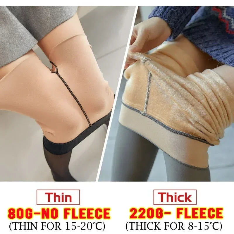 Clearance_Women's Fleece Tights Ladies Warm Winter Tights Leggings Thick Fleece Panty Fake Translucent Pantyhose Thermal Stockin
