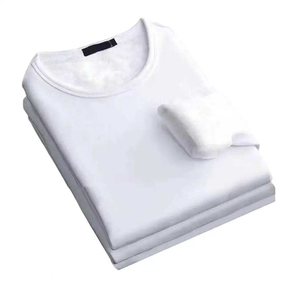 Winter Men's Thickening Velvet Warm Tops Men's Winter Long-sleeved Thermal Underwer Male Round Neck Fashion T-shirt M-5XL