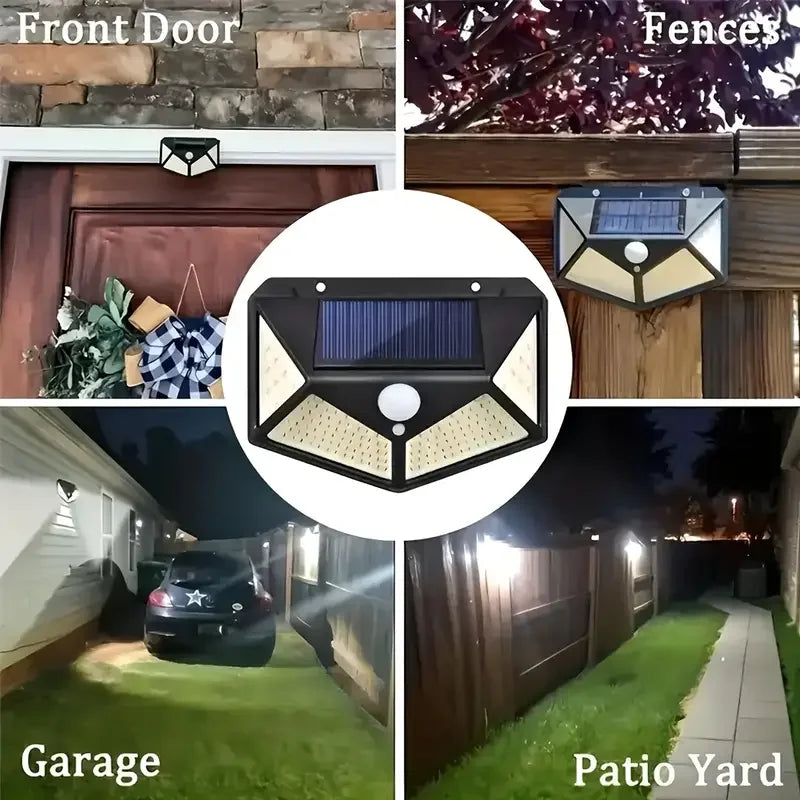 Outdoor Solar Patio Wall Light, Garden Home Wall Decor 100 LED Exterior Wall Light