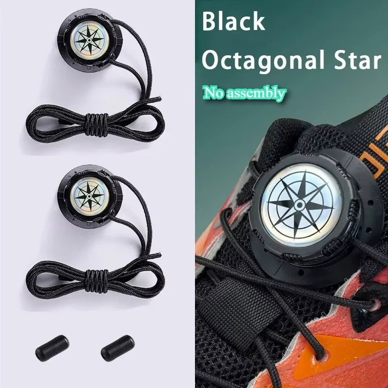6pcs Set/1 Pair No-Tie Shoe Locks - Rotating Buckles for Sports and Outdoor Shoes - Unisex Quick-Adjust Design - Pre-Installed