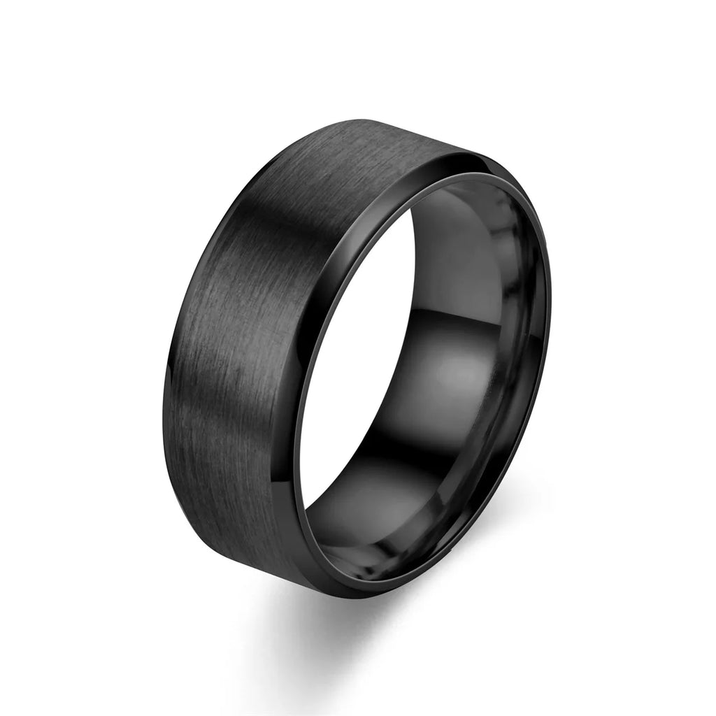8mm Stainless Steel Men Rings Wholesale Black Groove Matte Wedding Engagement Party Gift Anniversary Rings For Women Jewelry