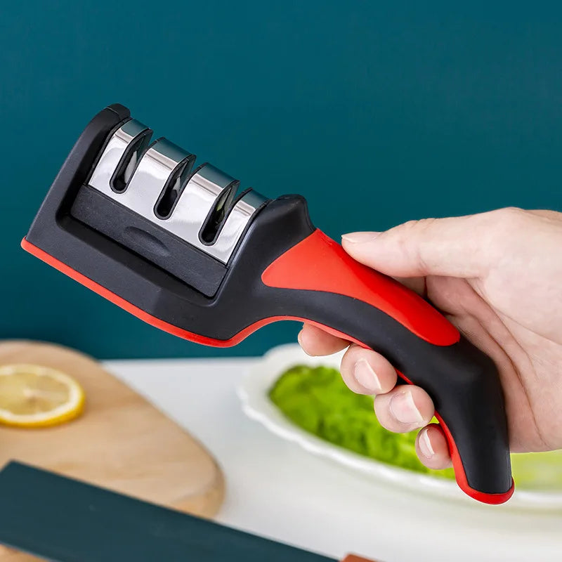 3-Segment Knife Sharpener Knife Sharpeners for Kitchen Knives Stainless Steel Three-Purpose Sharpening Stone for Kitchen Tools