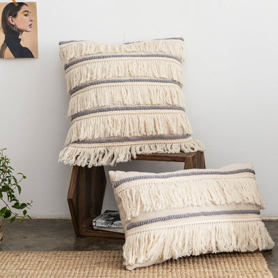 Nordic Cotton-Linen Tassel Pillowcase