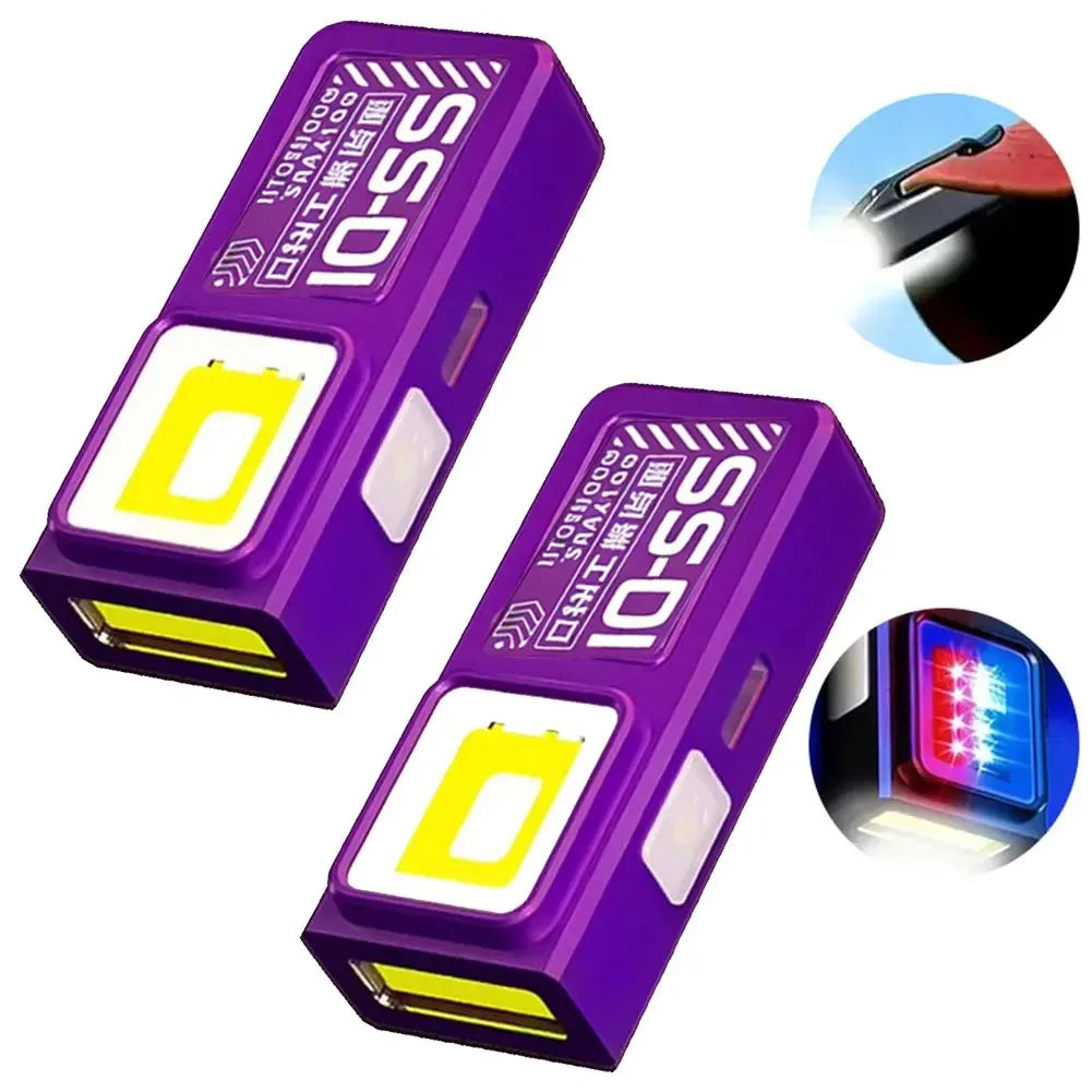 LED COB Mini Flashlight USB Rechargeable Lamp Torch Portable Working Light with Magnet Outdoor Emergency Hiking Fishing Lantern