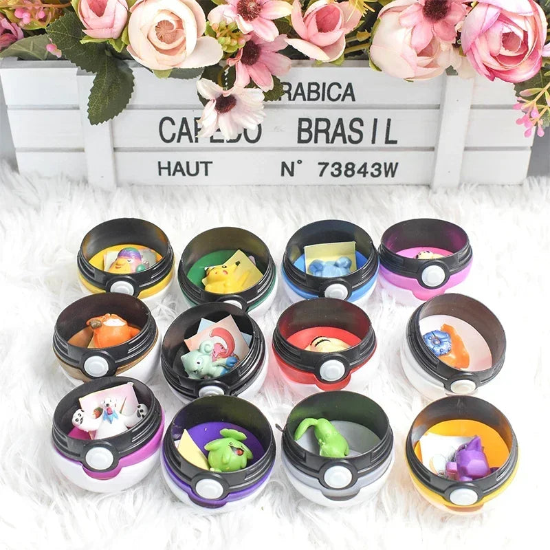 12Pcs Pokemon Figure Pokeball Toys Pikachu Charmander Anime Figure Kawaii Doll Collect Accessories Kids Birthday Gifts Ornament