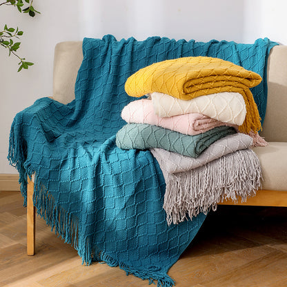 Luxury Fringed Knit Throw