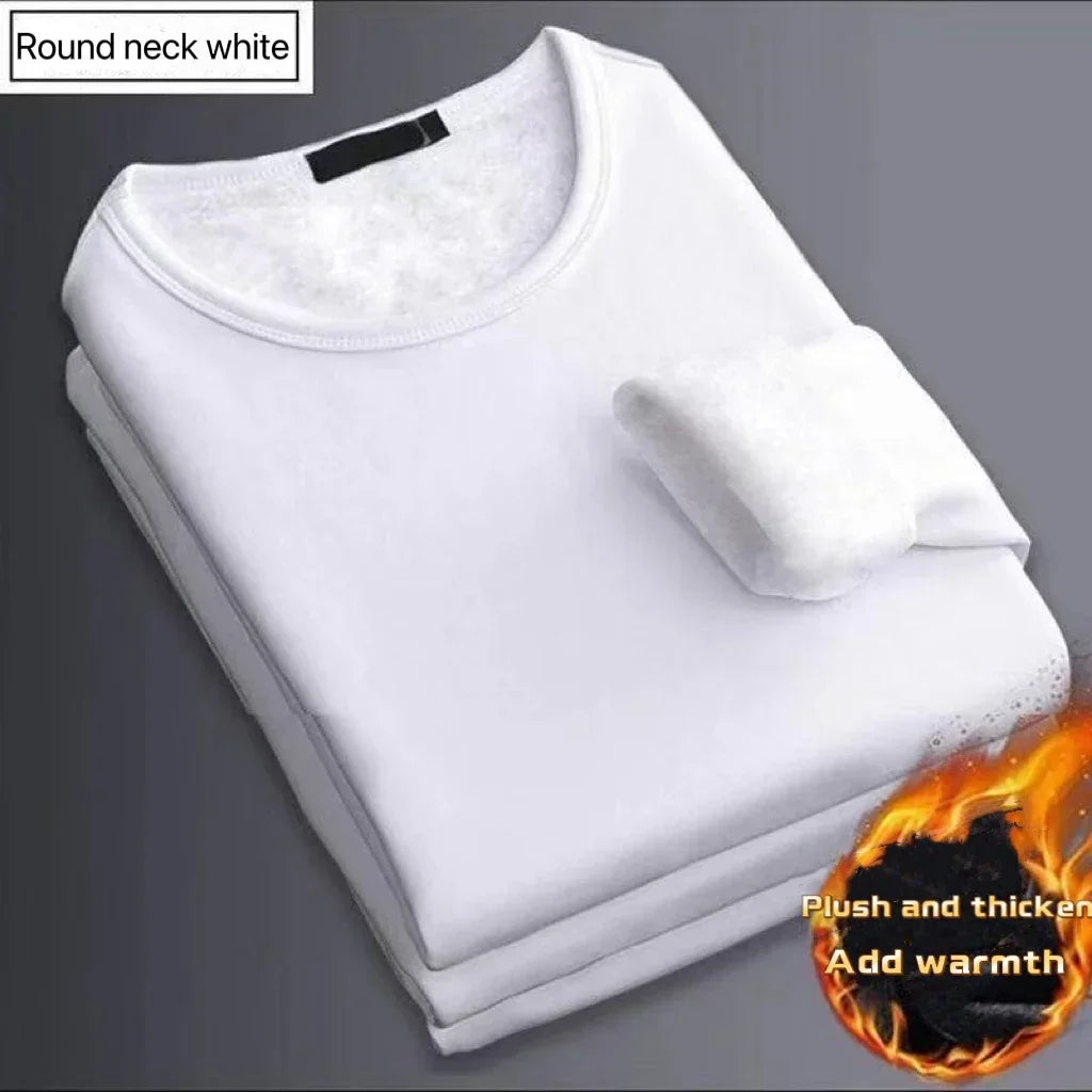 Winter Men's Thickening Velvet Warm Tops Men's Winter Long-sleeved Thermal Underwer Male Round Neck Fashion T-shirt M-5XL