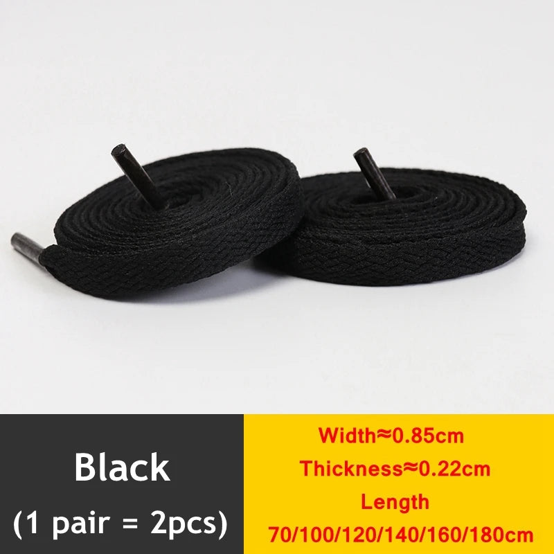 1Pair Flat Shoelaces Classic Quality Rope Laces Solid Casual Sneakers Shoelace Shoe Accessories 100/120/140/160/180CM