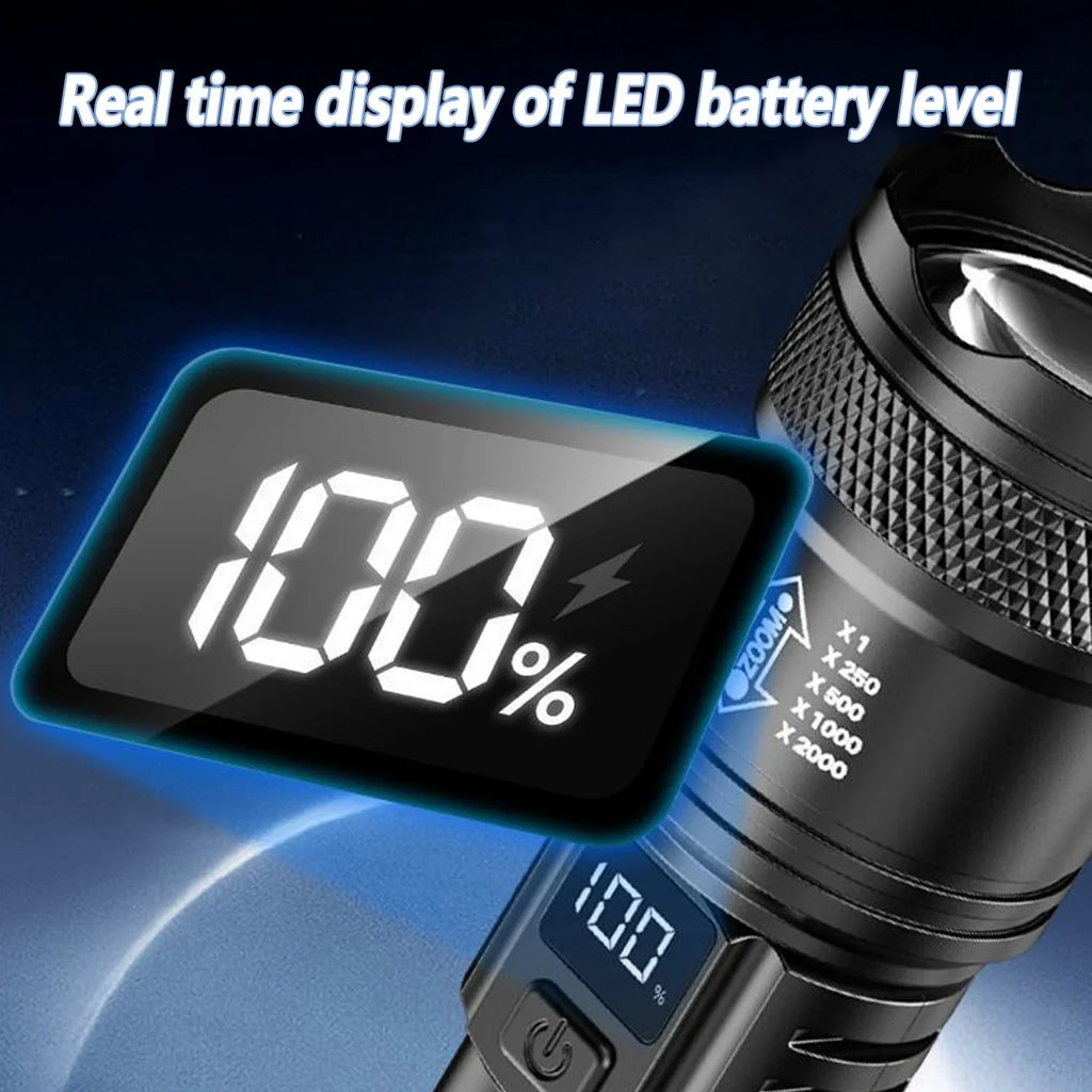 2000LM Ultra Bright P50 LED Flashlight Tactical EDC Emergency Spotlight Telescopic Zoom Handheld Torch with 14500/18650 Battery