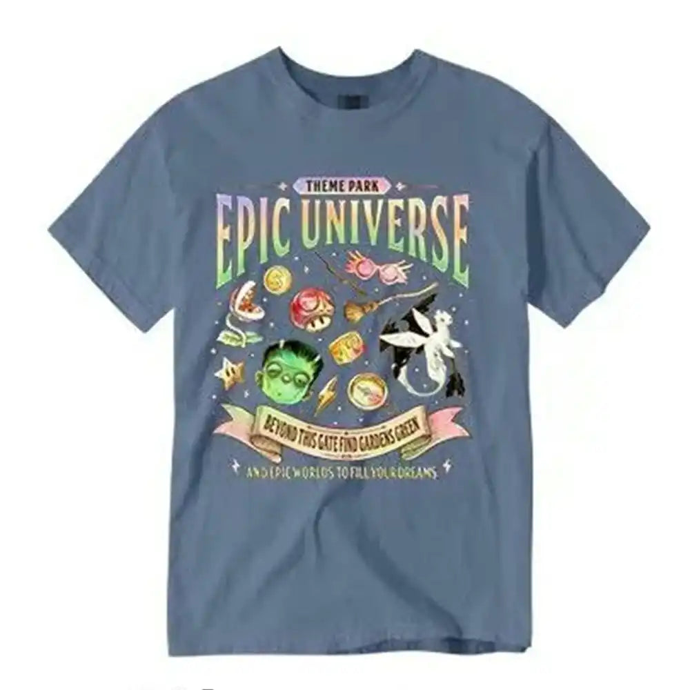 Vintage Epic Universe Fan Comfort Unisex Tee Cotton Shirt Fantasy Funny Family Theme Park Trip Orlando Park Y2K Top Streetwear