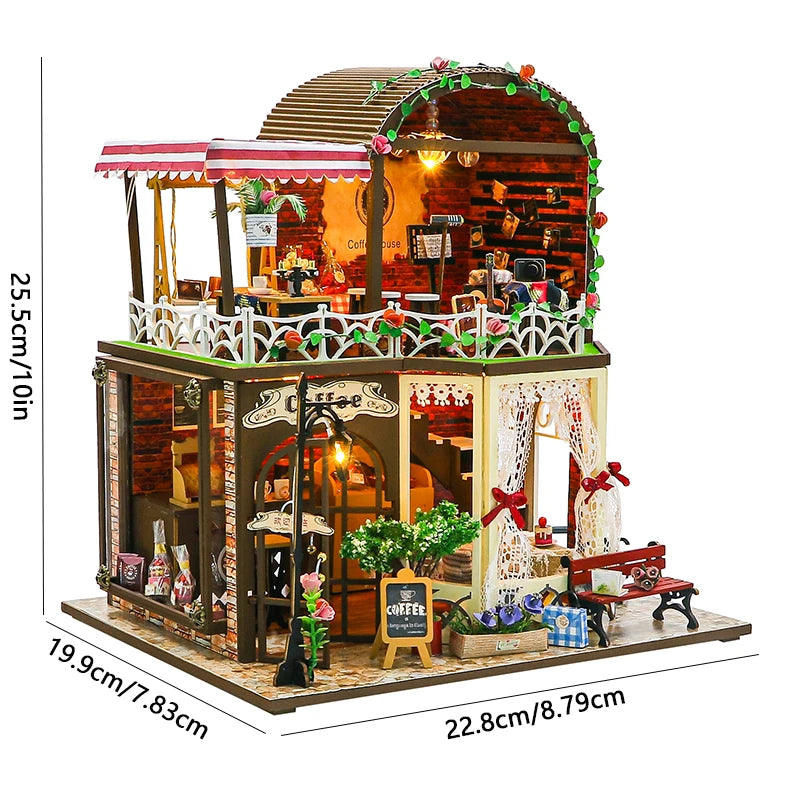 Diy Mini Wooden Dollhouse  Furniture Light Kit Doll House Casa Miniature Accessories Handmade Wooden Toys Birthday Gifts 2015New
