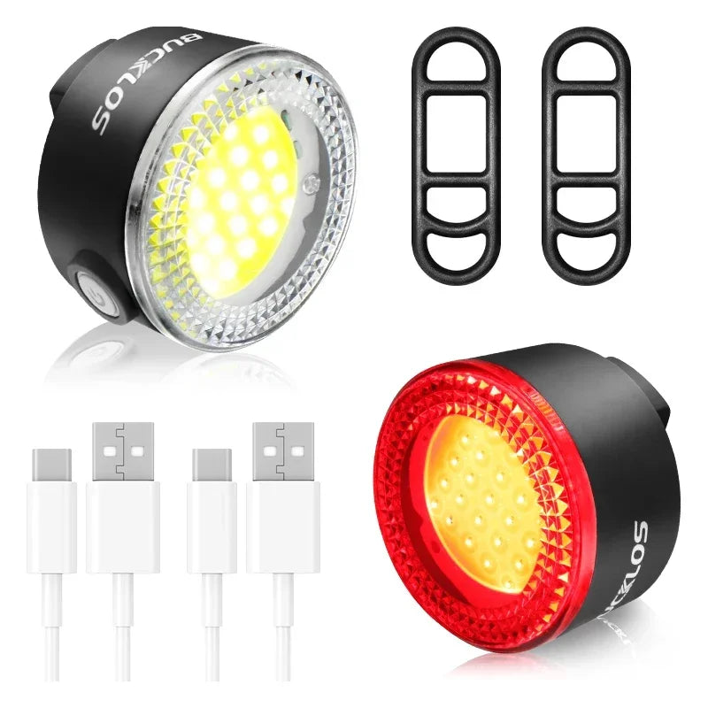 BUCKLOS Bicycle COB Light Set USB Charging High Visibility Taillight 500lm MTB Road Bike Light Lamp Cycling Accessories