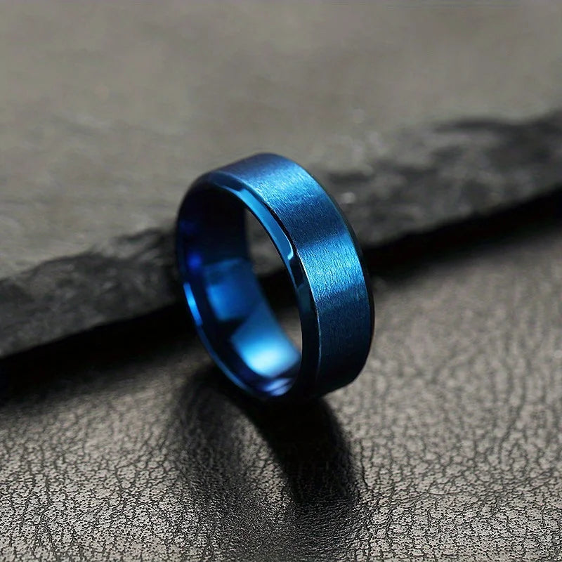 8mm Stainless Steel Men Rings Wholesale Black Groove Matte Wedding Engagement Party Gift Anniversary Rings For Women Jewelry