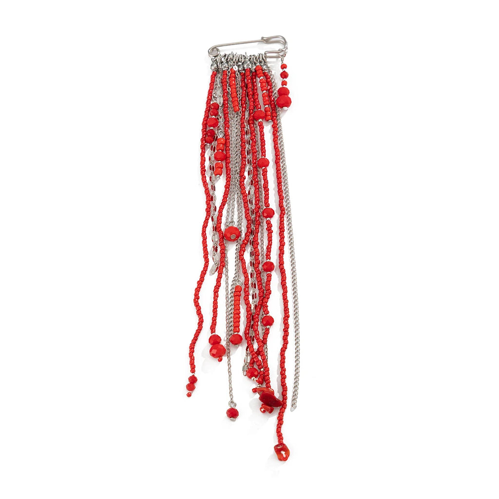 Ingemak New Unique Red Crystal Beads Long Brooches Women Vintage Irregular Geometry Shirt Collar Lapel Suit Pin Accessories 2026