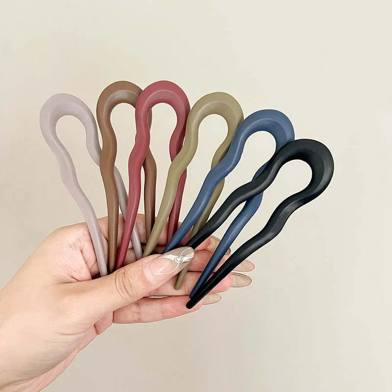U-Shaped Hair Fork Fashion Tortoiseshell Acetate Acrylic Hairpin Geometric Headwear Hair Sticks Women Girls Hair Accessories