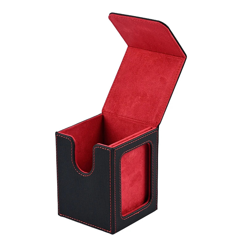 Card deck box with display window, Hold 120 + Single sleeved cards,Magnetic closure, Suitable for CCG Cards, Magic Game Cards