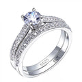 1 pair Vintage Halo 925 Sterling Silver Wedding Ring Set For Women Lady Anniversary Gift Jewelry Bulk Sell