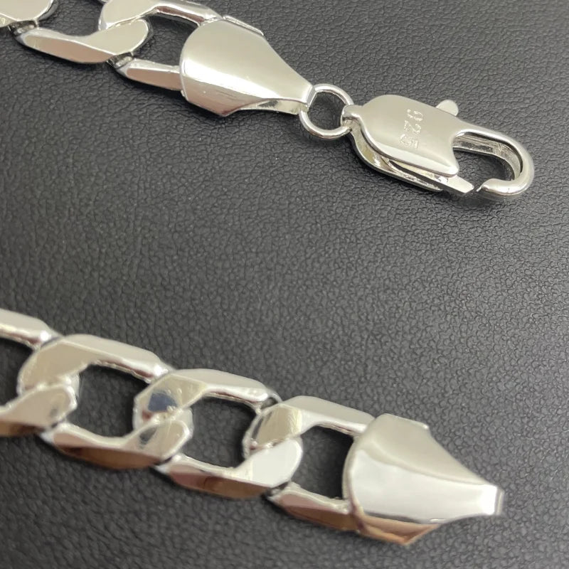 Men's Silver Color Necklace 2/4/6/8/10/12MM 50-60cm Face Chain Necklace Lobster Clasp Men Women Engagement Jewelry Gifts