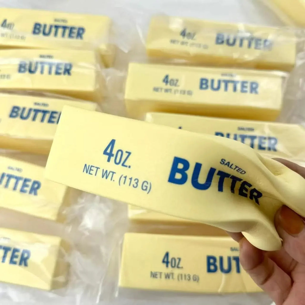 1Pc simulated butter stick slow rebound pinch music solution decompression model props wet and soft feel butter stick gift