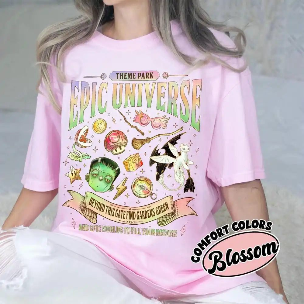 Vintage Epic Universe Fan Comfort Unisex Tee Cotton Shirt Fantasy Funny Family Theme Park Trip Orlando Park Y2K Top Streetwear