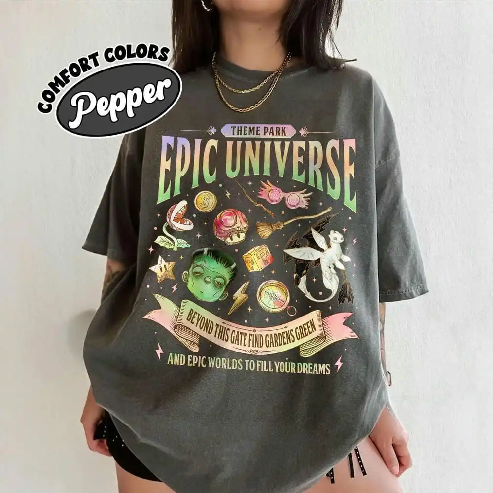 Vintage Epic Universe Fan Comfort Unisex Tee Cotton Shirt Fantasy Funny Family Theme Park Trip Orlando Park Y2K Top Streetwear