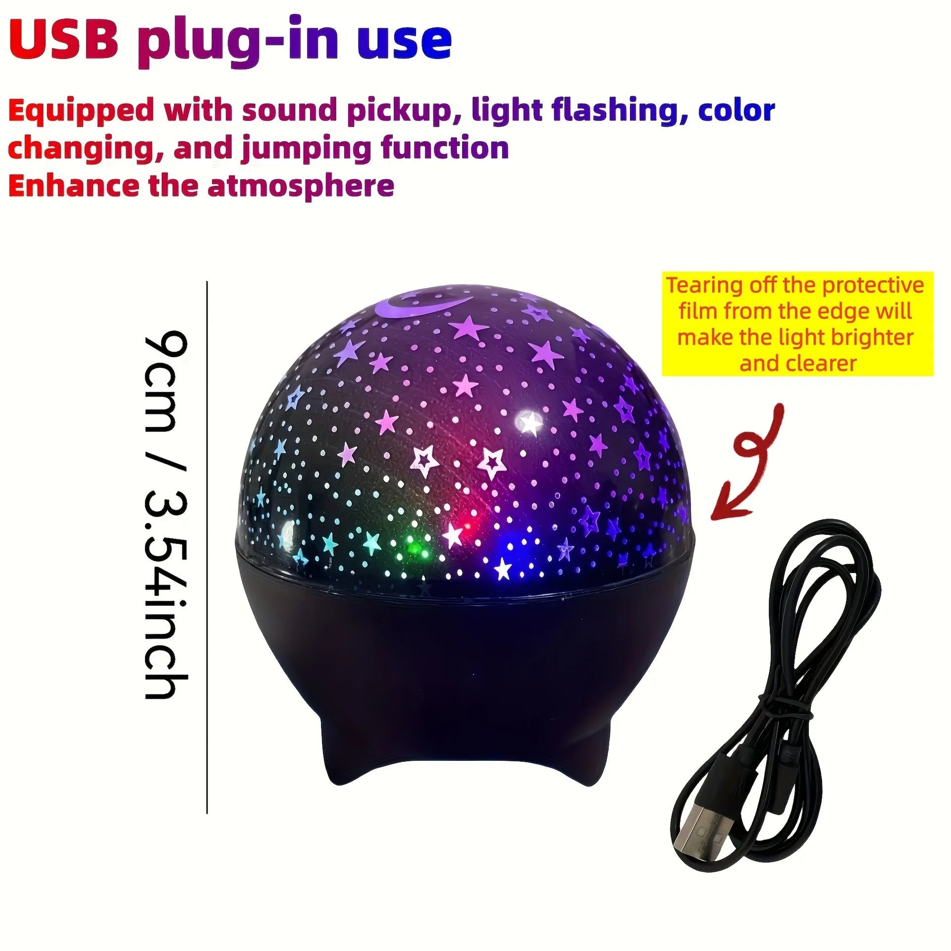 Projector Light Starry Sky Moon Colorful Strobe Light Night Lights USB Plug-in Party Decor Gift Kids Room Atmosphere Galaxy