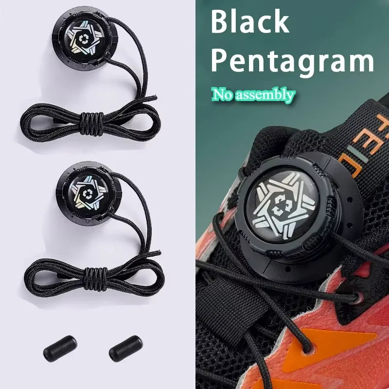 6pcs Set/1 Pair No-Tie Shoe Locks - Rotating Buckles for Sports and Outdoor Shoes - Unisex Quick-Adjust Design - Pre-Installed