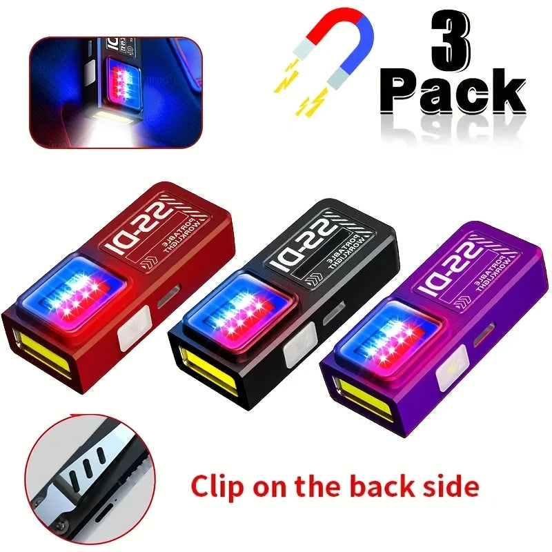 LED COB Mini Flashlight USB Rechargeable Lamp Torch Portable Working Light with Magnet Outdoor Emergency Hiking Fishing Lantern