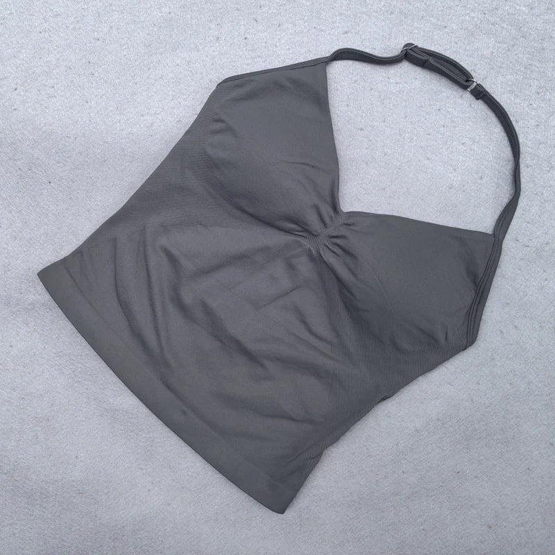 Adjustable Sports Strappy Top Women Backless Gym Top Built in Bra Yoga Clothing Sleeveless Shirts Workout Outfits Tank Top