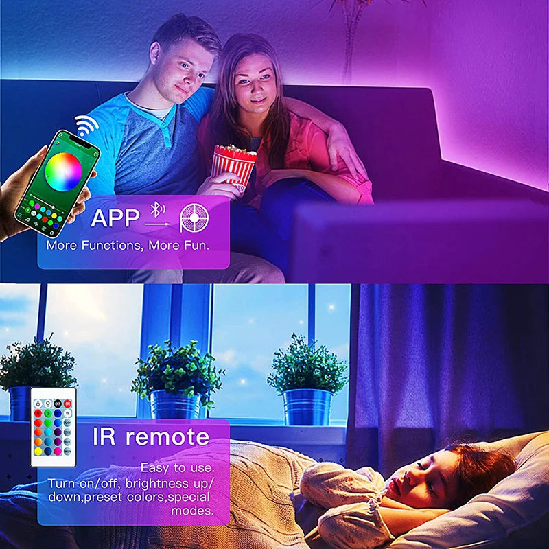 USB 5V LED Lights for TV with APP Control Flexible Ribbon Tape RGB5050 30leds/m TV LED Backlight Room Bedroom Decor Lighting