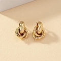 Gold SIlver Color Knot Hoop Earring for Women Fashion Shiny Plating Trendy Twist Stud Earring Stud Cute Daily Wear Jewelry