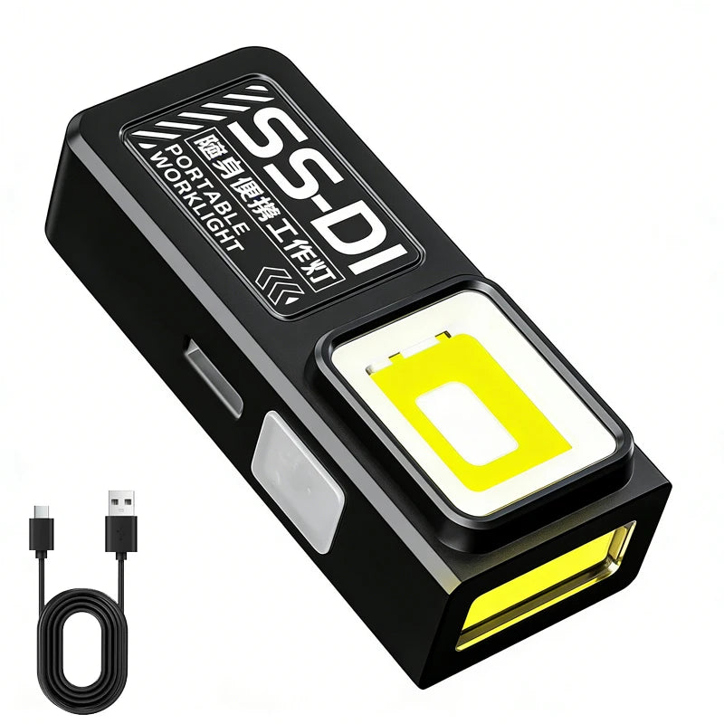 LED COB Mini Flashlight USB Rechargeable Lamp Torch Portable Working Light with Magnet Outdoor Emergency Hiking Fishing Lantern