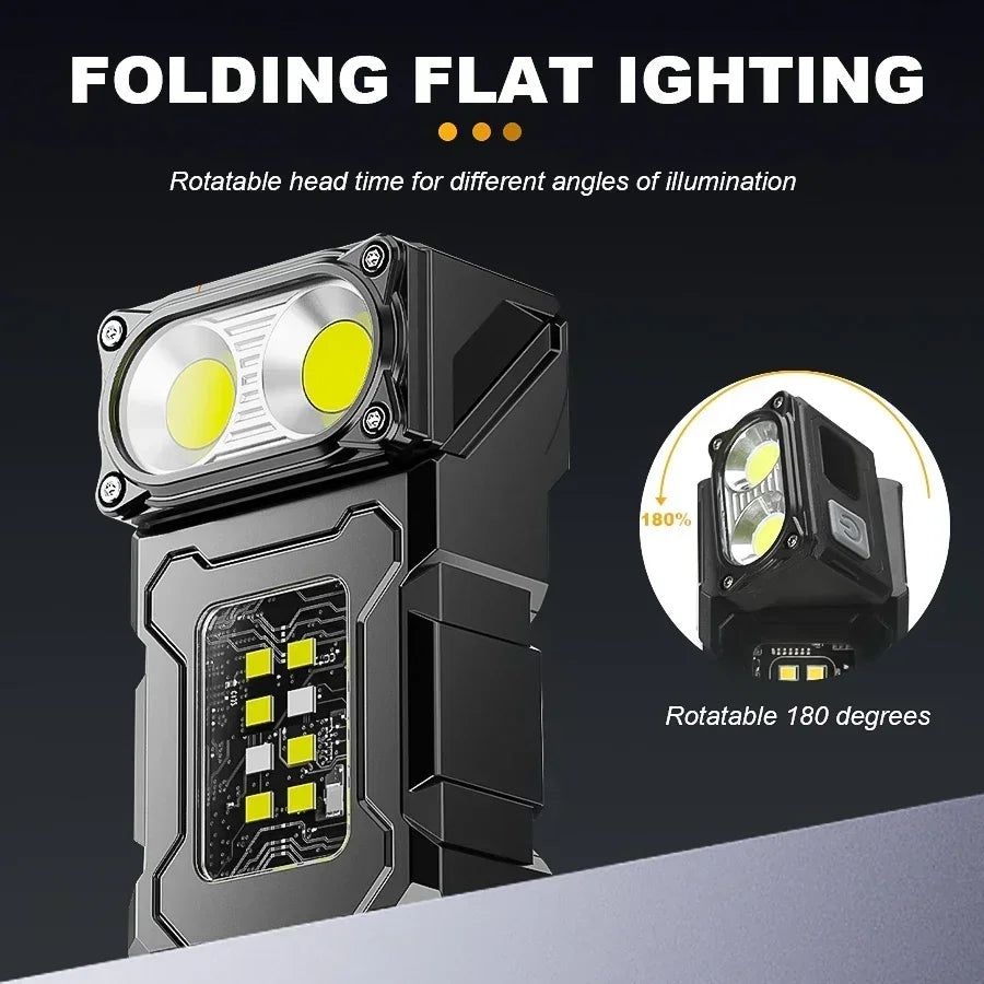 Mini USB Rechargeable LED Flashlight Portable Tail Magnet Flashlights Super Bright Camping Lantern Side COB Emergency Light