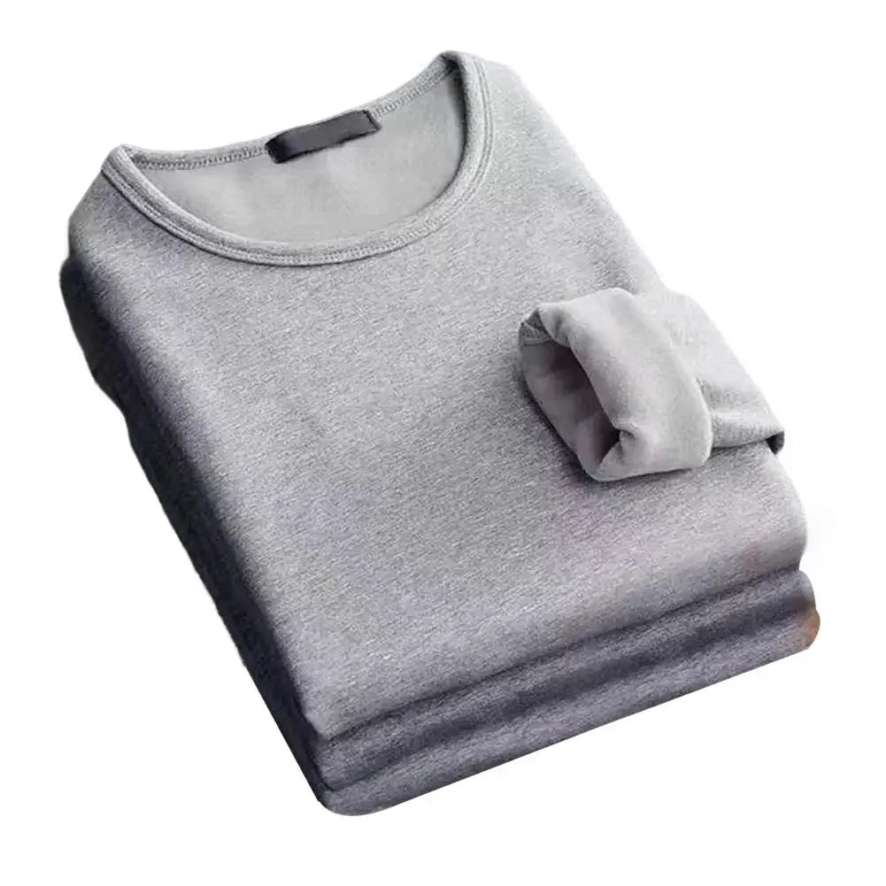 Winter Men's Thickening Velvet Warm Tops Men's Winter Long-sleeved Thermal Underwer Male Round Neck Fashion T-shirt M-5XL