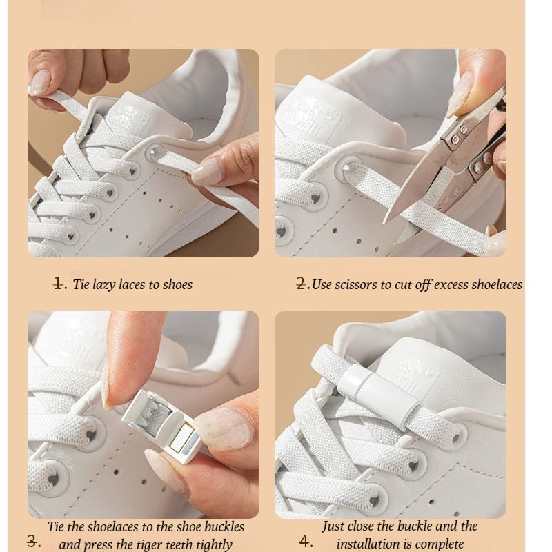 Elastic Laces Sneakers Boots Magnetic Lock Shoelaces without ties Flat No Tie Shoelace Rubber Bands for Shoes Accessories 1Pair