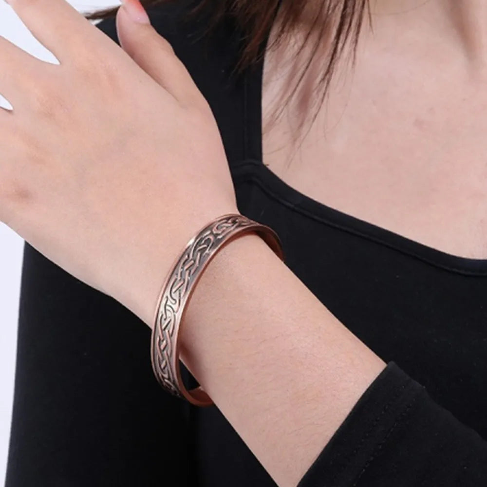 European and American Retro Water Ripple Magnetic Antique Red Copper Popular Opening Adjustable Magnet Energy Bracelet