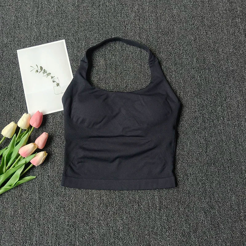 Women Sports Yoga Vest Running Gym Top Fitness Quick-Dry Workout Vest High Elastic Yoga Tank Top Gym Seamless Workout Sports Bra