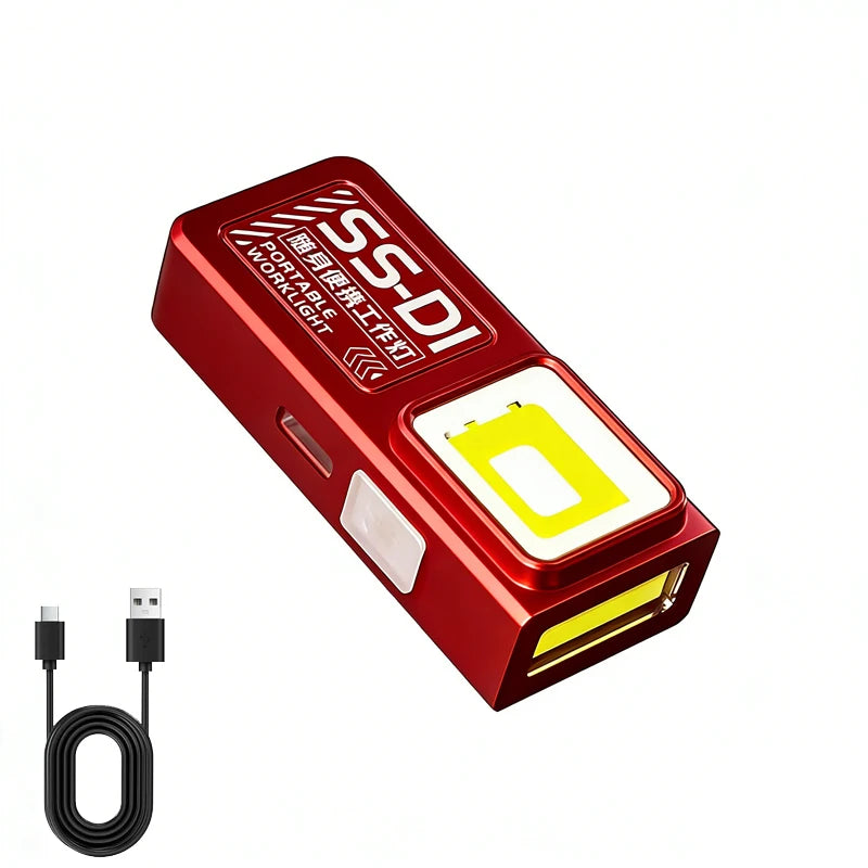 LED COB Mini Flashlight USB Rechargeable Lamp Torch Portable Working Light with Magnet Outdoor Emergency Hiking Fishing Lantern