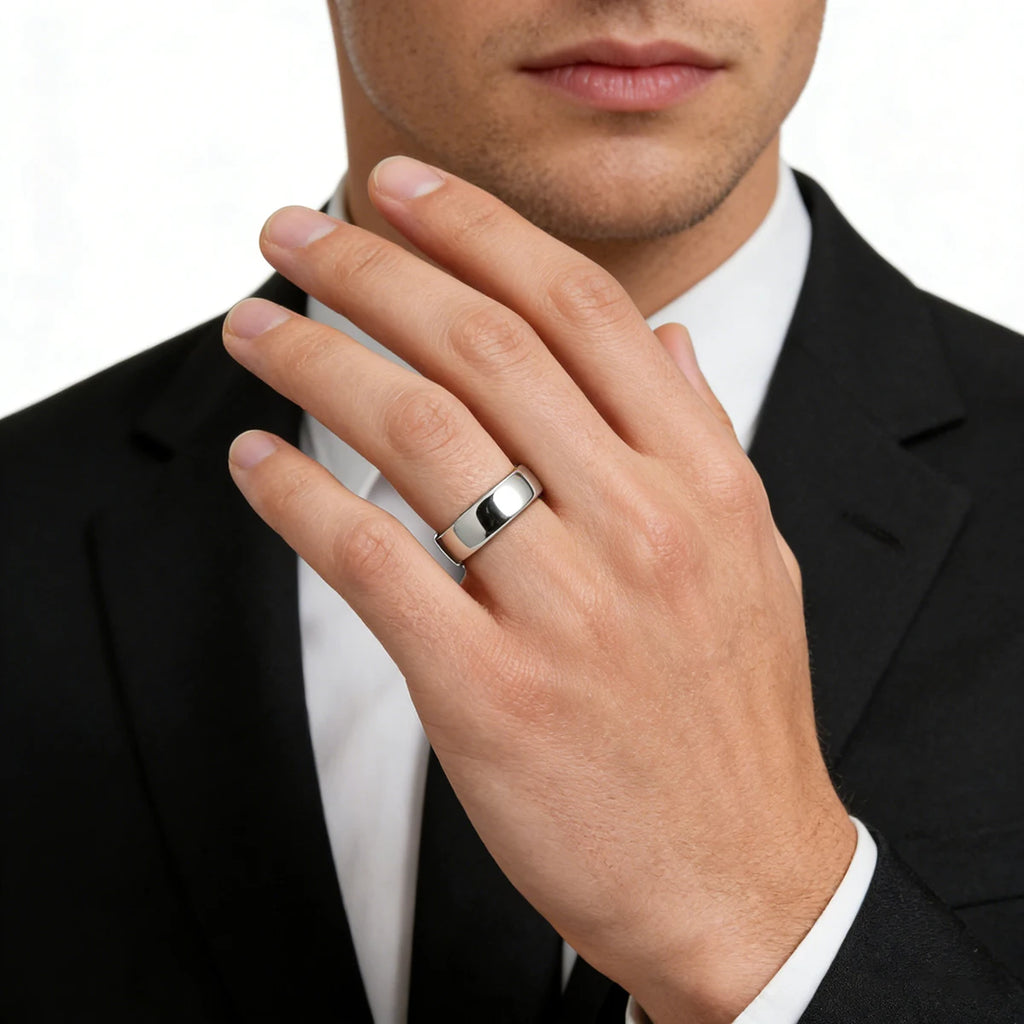 Classic Minimalism Stainless Steel 6mm Wide Ring for Men Women Fashion Waterproof Hypoallergenic Couple Wedding Jewelry Gift