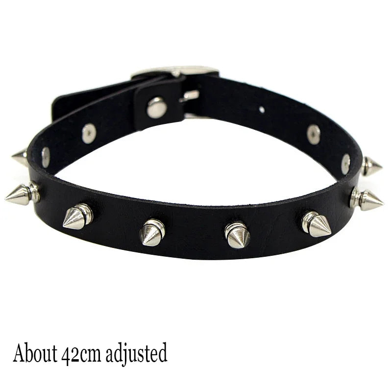 Woman Black Punk Choker Collar Necklace Sexy PU Leather Heart Lock Key Spike Chocker Gothic Cosplay Accessories Party Jewelry