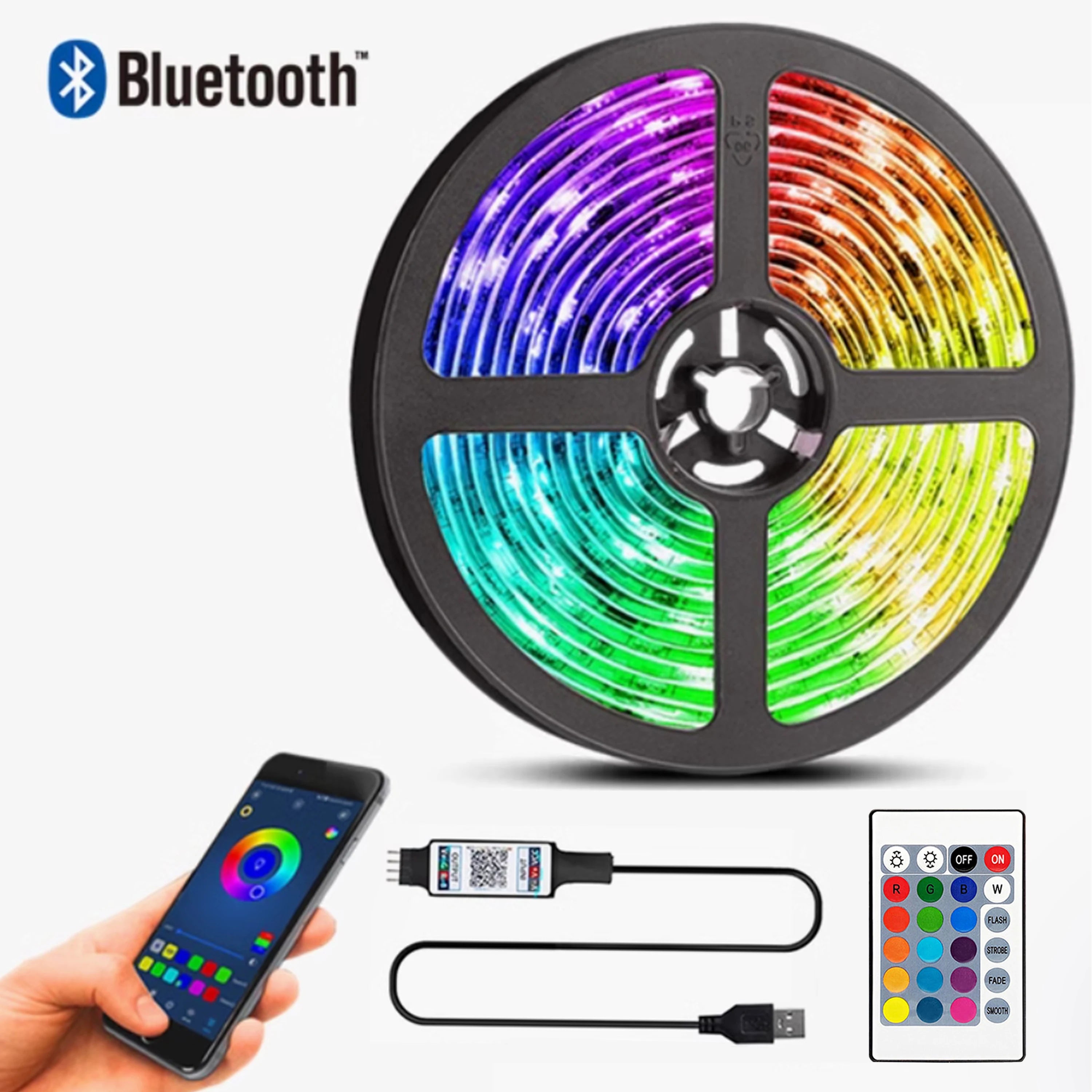 Color RGB 5050 LED Strip Bluetooth Tape Decor for Room LED 10m 15m 20m 30m PC TV backlight Neon LED Lighting Cветодиодная лента