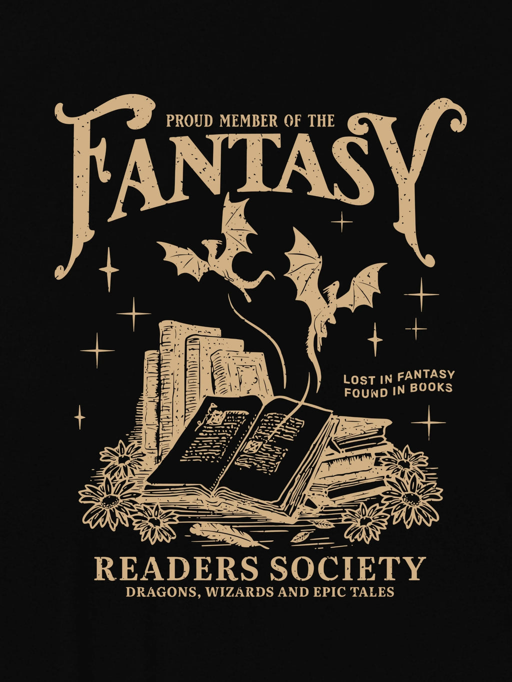 Women's Fantasy Readers Society Graphic T-Shirt Casual Round Neck Short Sleeve Tee with Slight Stretch Book Lovers Casualwear