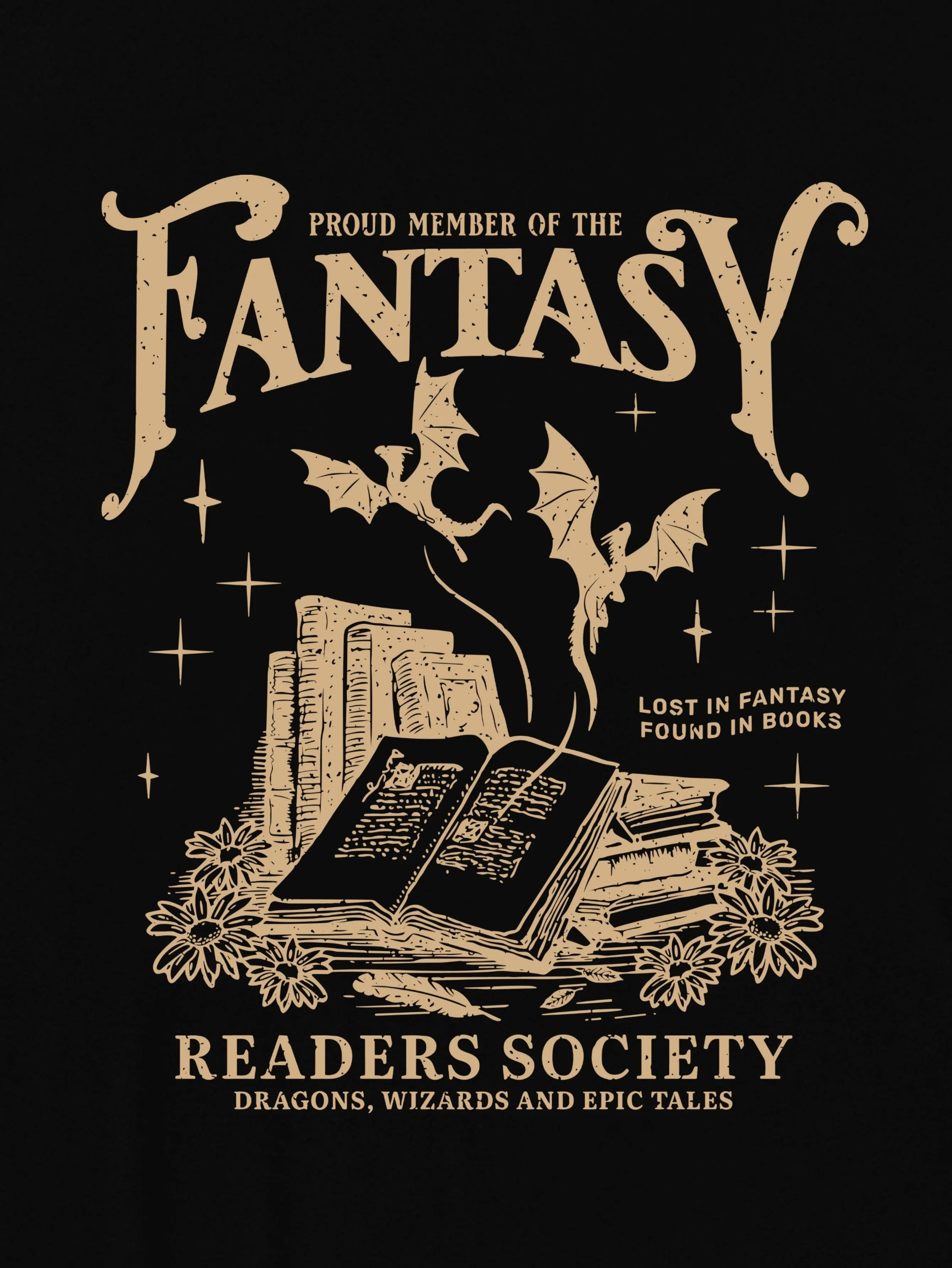Women's Fantasy Readers Society Graphic T-Shirt Casual Round Neck Short Sleeve Tee with Slight Stretch Book Lovers Casualwear