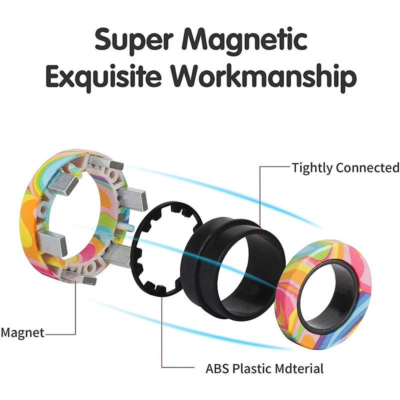 Magnetic Rings Fidget Toy Set Adult Fidget Magnets Spinner Rings Fidget Pack Great Gift for Adults Teens Kids (3PCS)