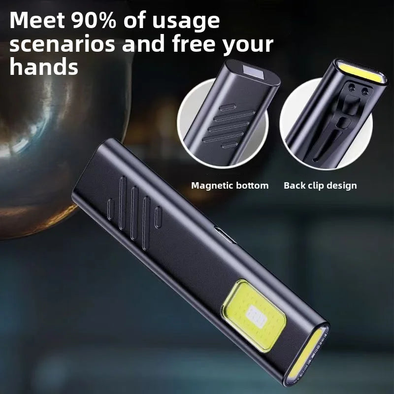 Portable Rechargeable Mini LED Keychain Flashlight 800LM Magnetic Pocket Torch Light for Work, Camping, Emergency, Car Use